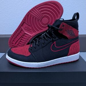 Nike Air Jordan 1 Retro Ultra High Flyknit Black Red Bulls Bred SZ 10